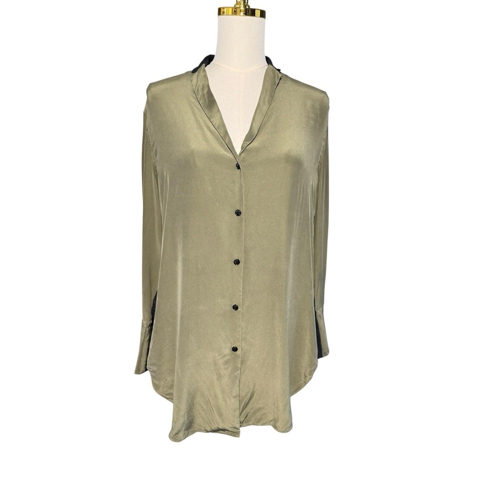 rag & bone Olive Silk Button-Down Blouse